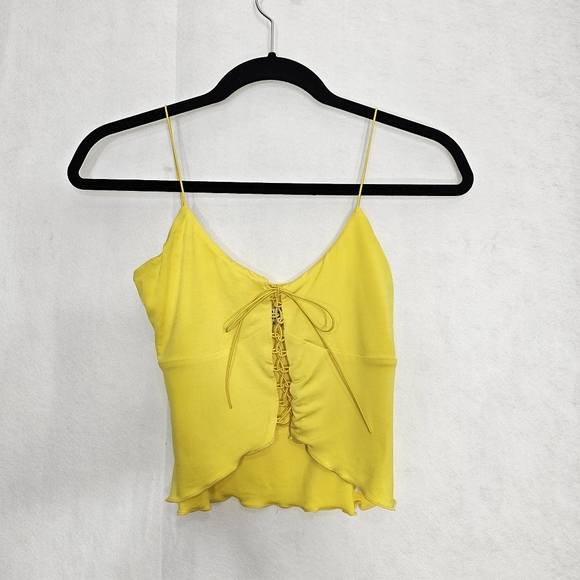 I.AM.GIA Tops - I.am.gia Yellow NYX Lace Up Front Sleeveless Crop Top Small